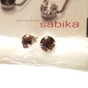 Sabika stud crydtal earrings brown smoky quartz NWOT vintag 2009